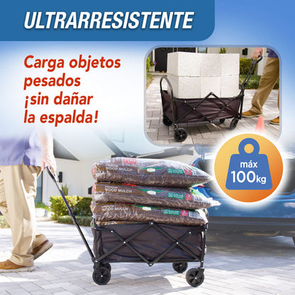 Carrito Plegable Multiusos Titán – Soporta hasta 100 kg, Chasis de Acero y Ruedas Todo Terreno